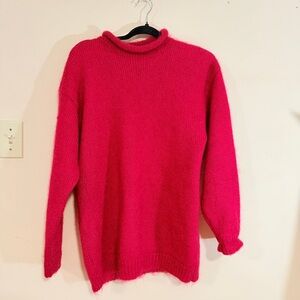Cozy Soft Red Fuzzy Knit Mock Neck Sweater